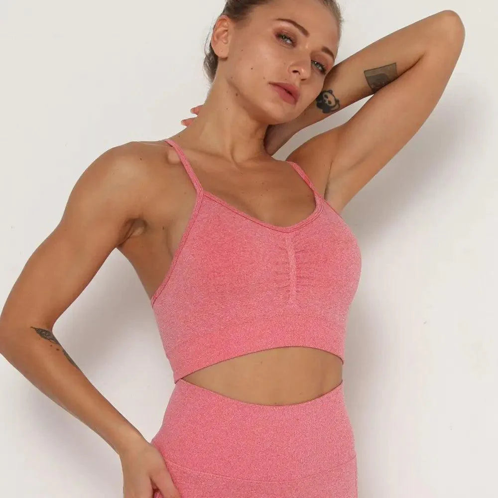 Seamless Scoop Neck Cropped Sports Bra - Fitted Athletic Gym Top