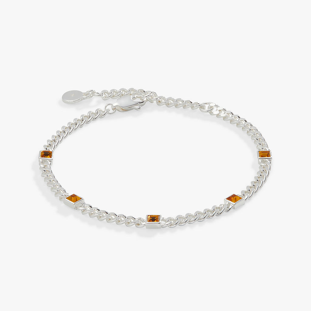 November Birthstone Topaz Curb Chain Bracelet in Gold