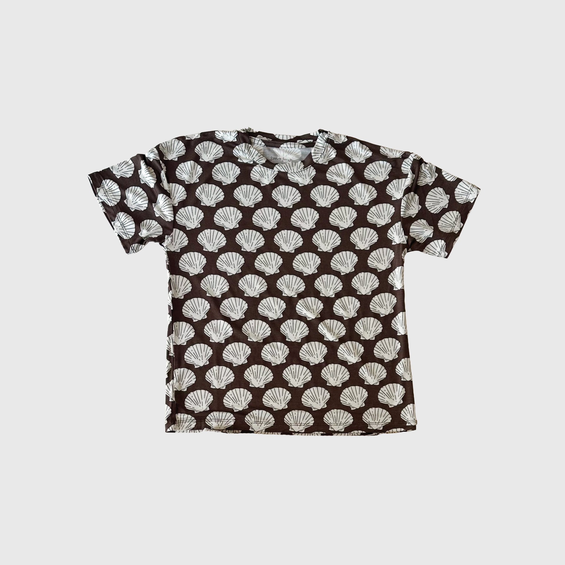 Girls Bamboo Biker Short Set in Seashells Print