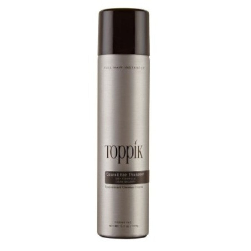 Toppik Colored Hair Thickener Spray bottle used for covering thinning hair and roots.