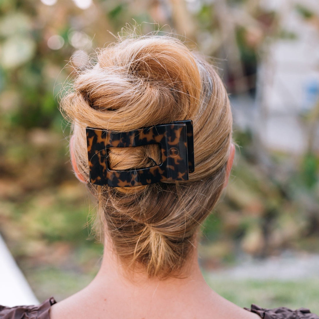 Tortoise Large Flat Rectangle Hair Clip for Everyday Comfort