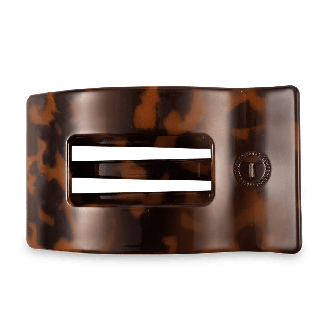 Tortoise Large Flat Rectangle Hair Clip on a neutral background