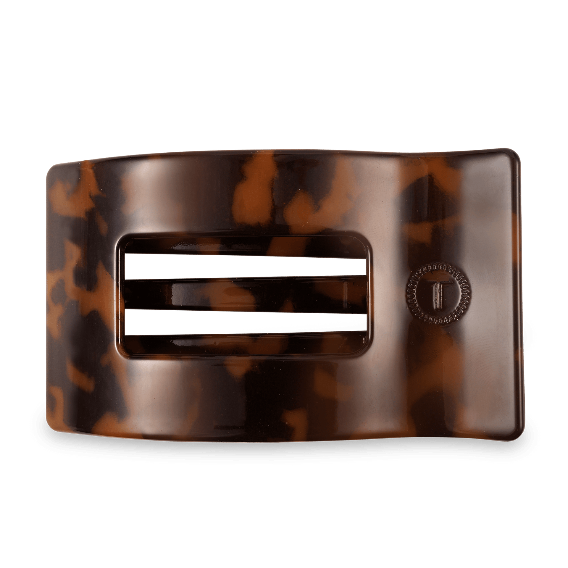 Tortoise Large Flat Rectangle Hair Clip on a neutral background