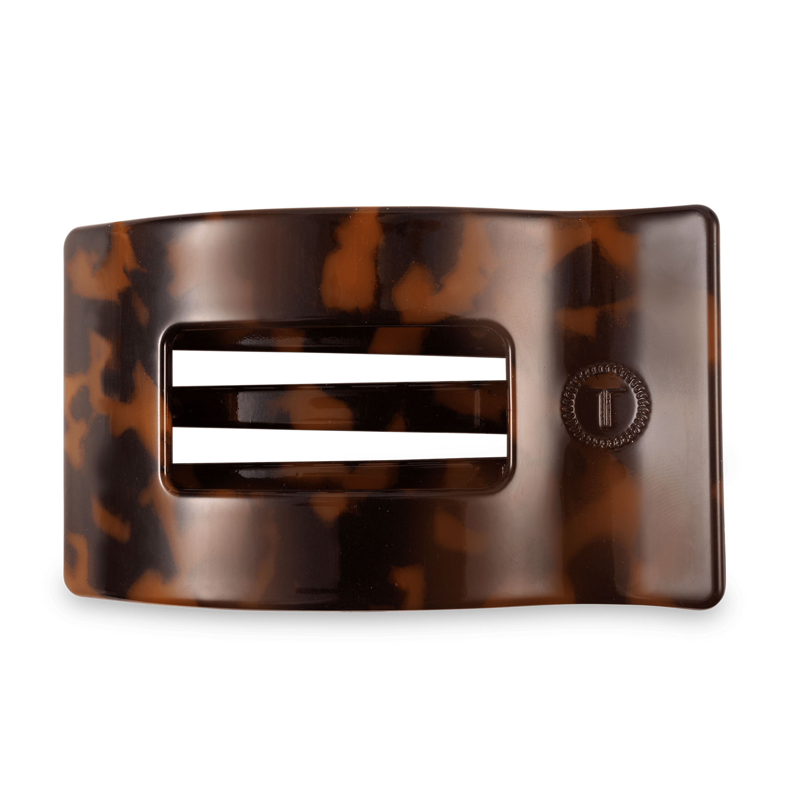 Tortoise Large Flat Rectangle Hair Clip on a neutral background