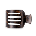 Large square hair clip in tortoise print with a flat design for comfortable headrest use.