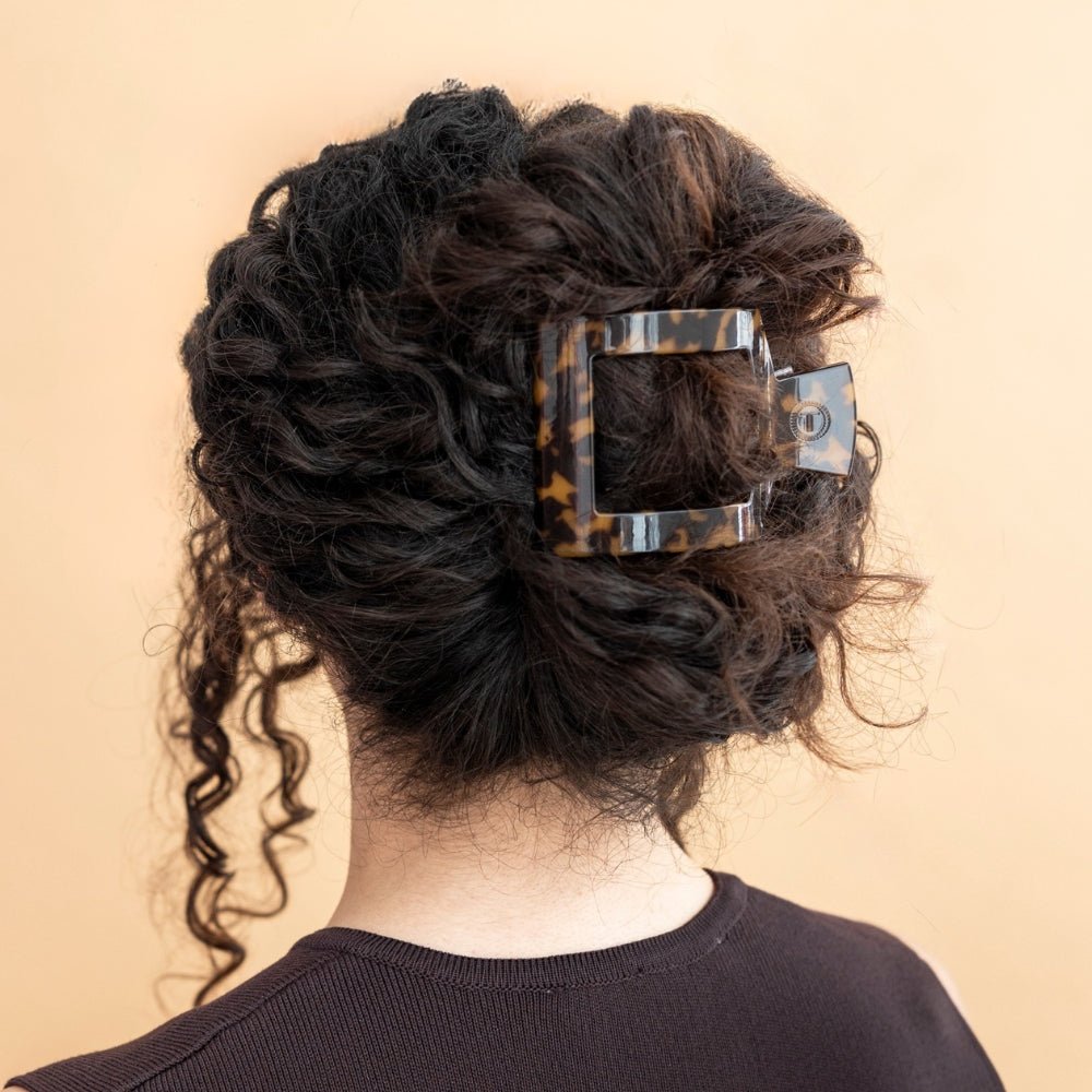 Large Flat Square Hair Clip in Tortoise Print for Comfortable Wear