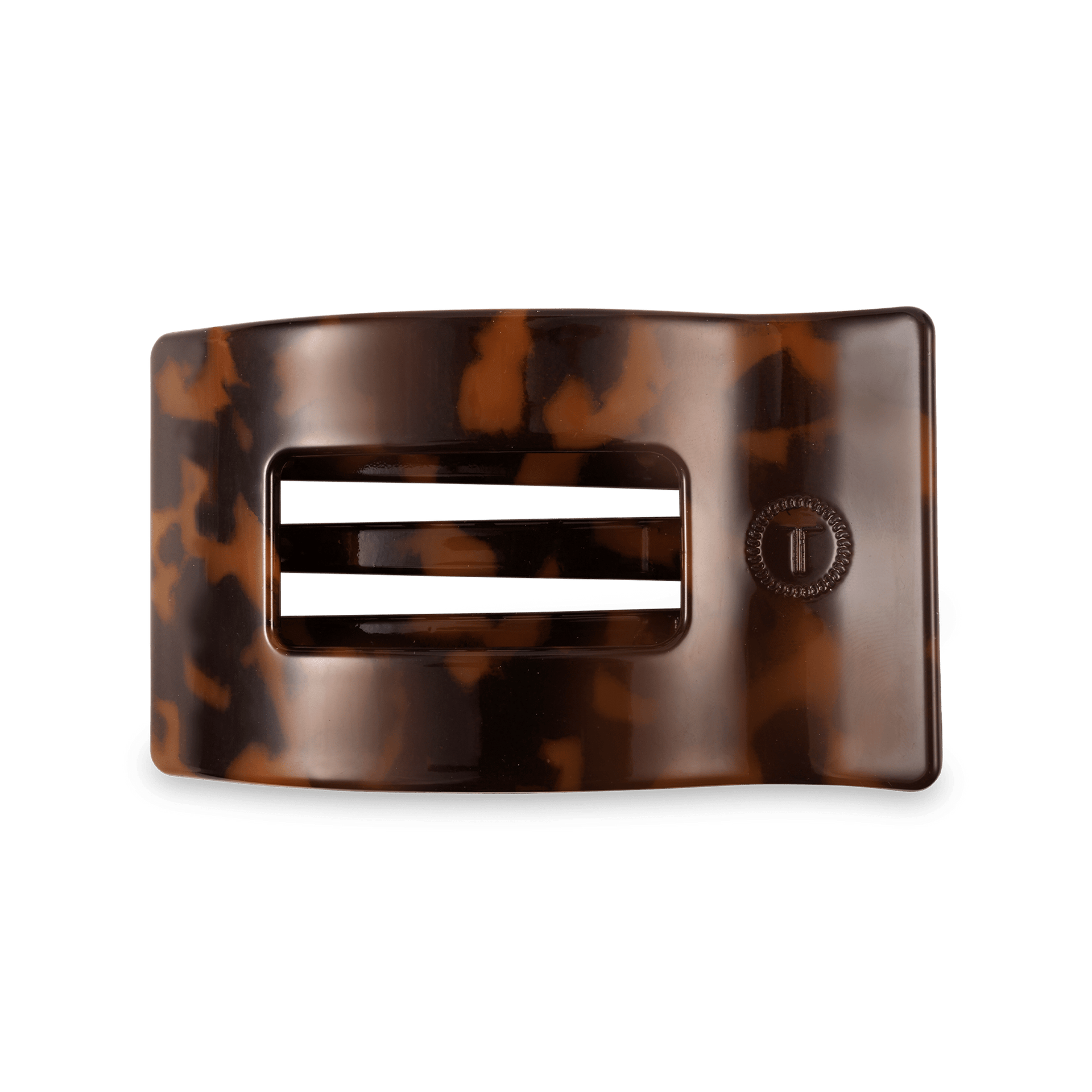 Tortoise Medium Flat Rectangle Hair Clip shown from top angle