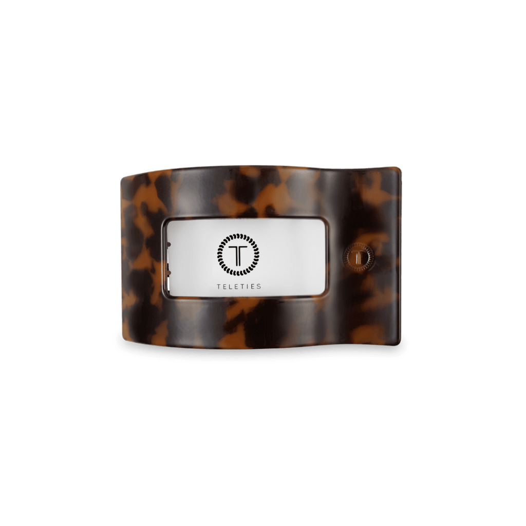 Small Flat Rectangle Hair Clip in Tortoise Shell Pattern