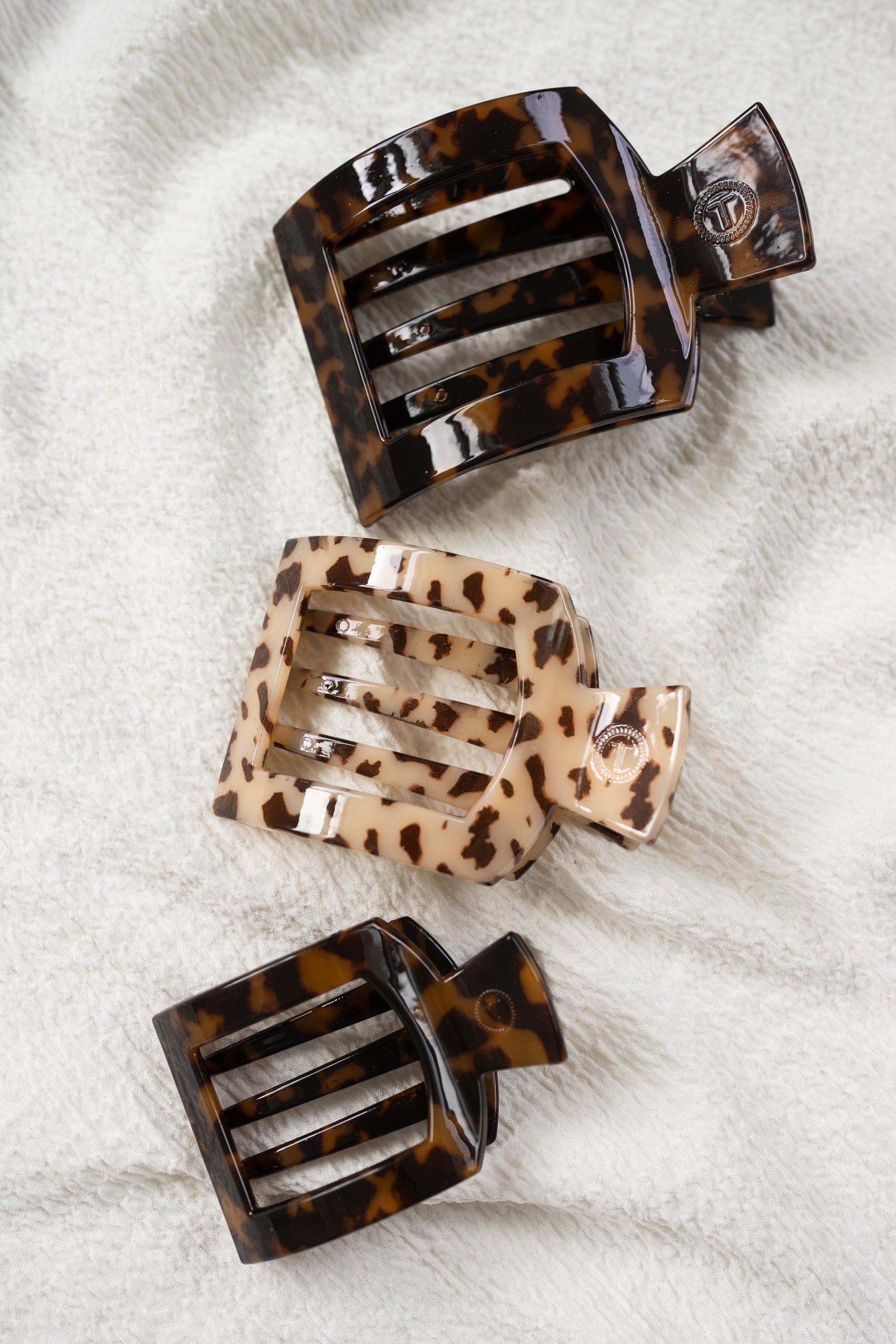 Small Flat Square Hair Clip in Tortoise - Comfortable Hair Claw