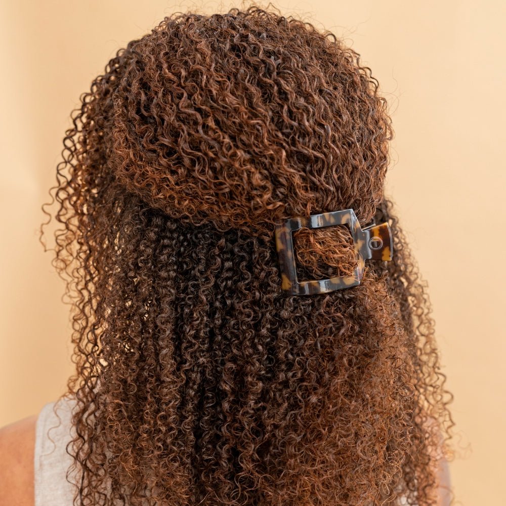 Small Flat Square Hair Clip in Tortoise - Comfortable Hair Claw
