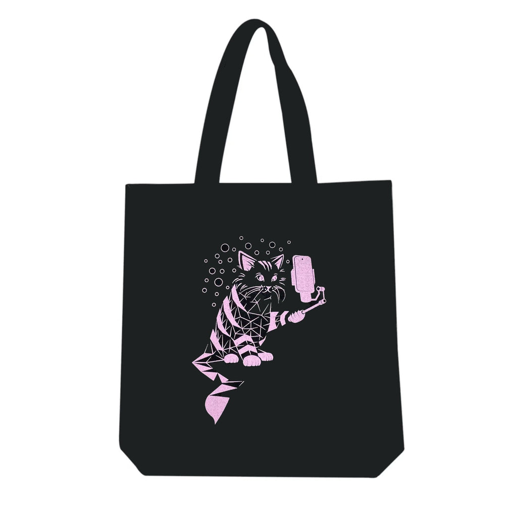 Snap Cat Tote Bag - Canvas Carryall