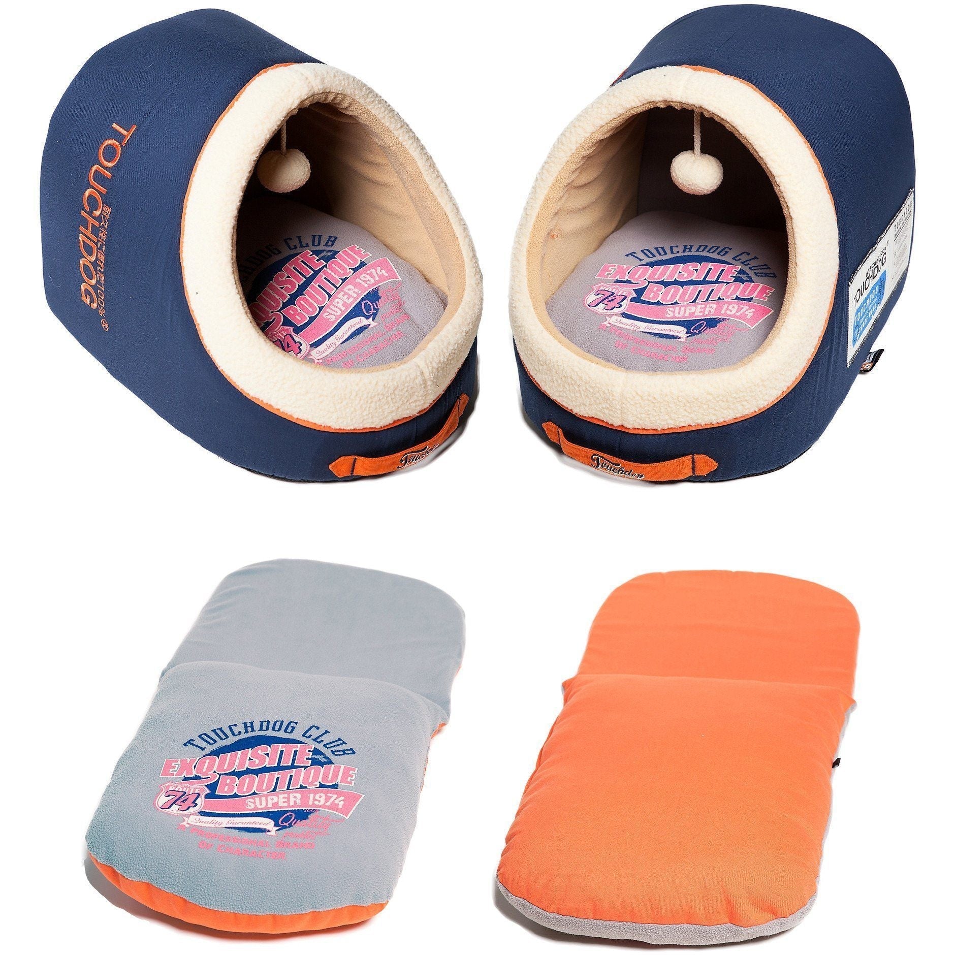 Touchdog ® 'Active-Play' Vintage Emblem Panoramic Cat Bed w/ Teaser Toy