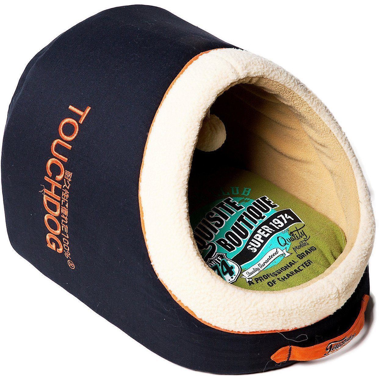 Touchdog ® 'Active-Play' Vintage Emblem Panoramic Cat Bed w/ Teaser Toy