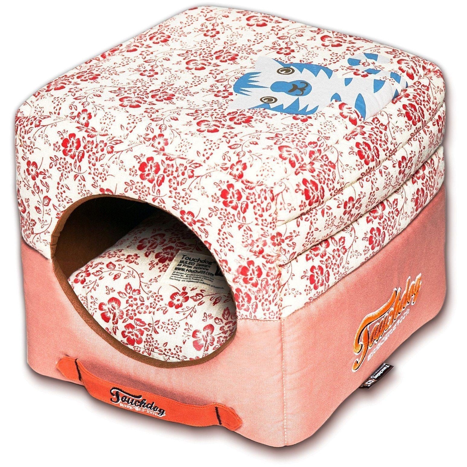 Touchdog ® 'Floral-Galoral' 2-in-1 Collapsible Squared Dog and Cat Bed