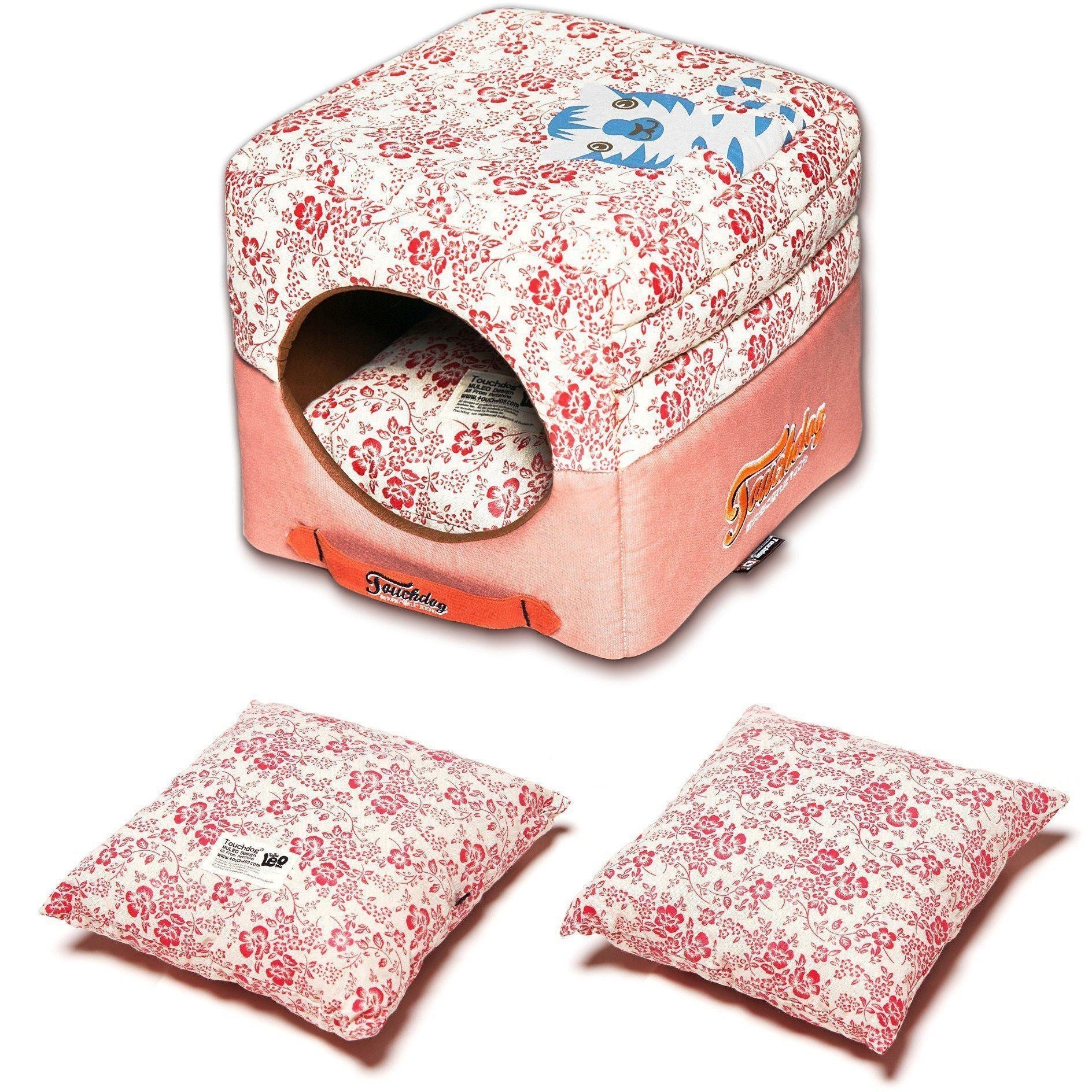 Touchdog ® 'Floral-Galoral' 2-in-1 Collapsible Squared Dog and Cat Bed