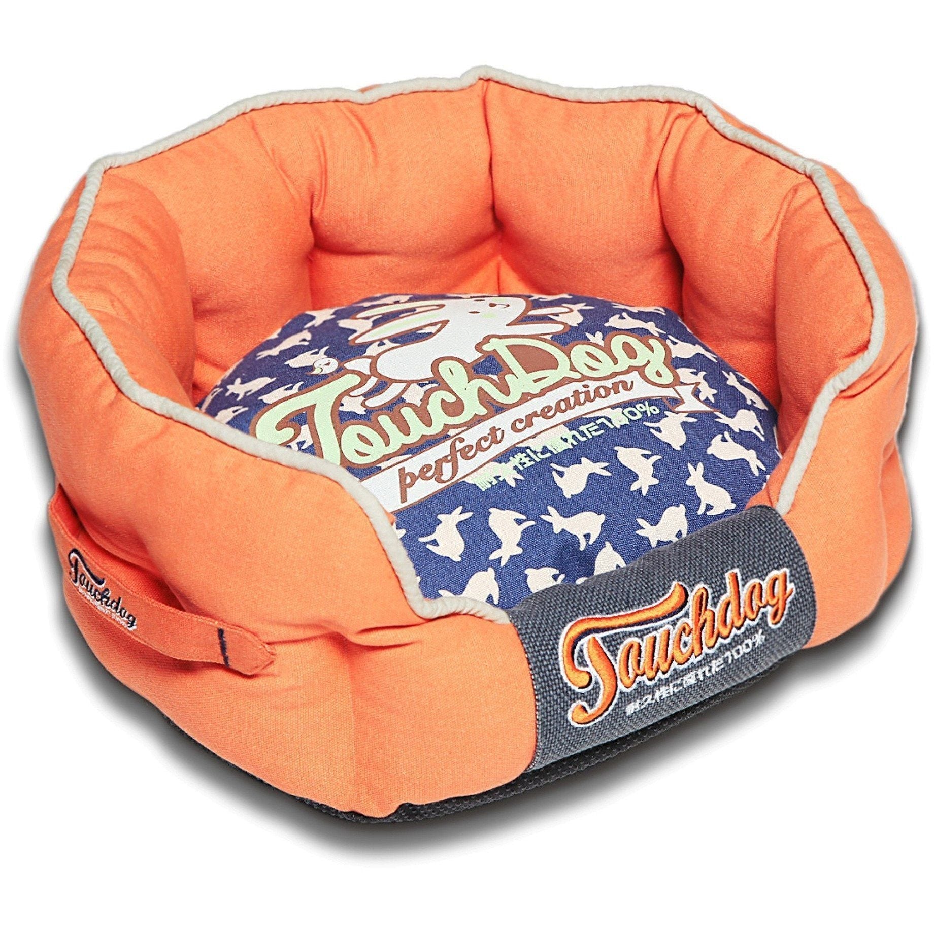 Touchdog ® 'Lazy-Bones' Rabbit-Spotted Rounded Designer Dog Bed
