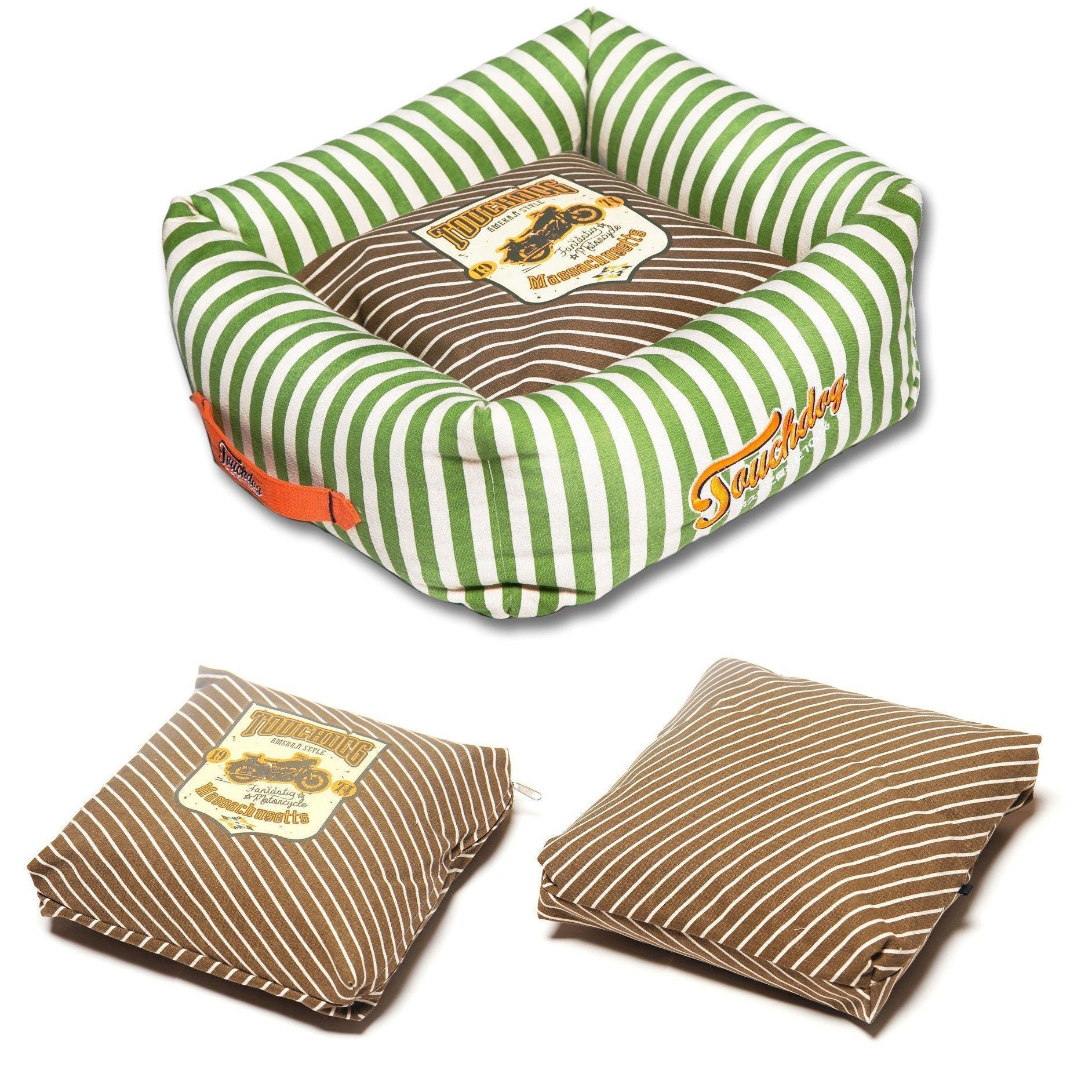 Touchdog ® 'Neutral-Striped' Squared Designer Dog Bed