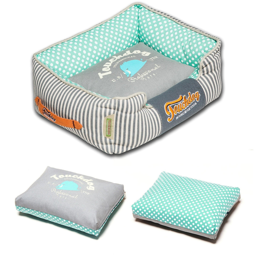 Touchdog ® 'Polka-Striped' Rectangular Designer Premium Dog Bed