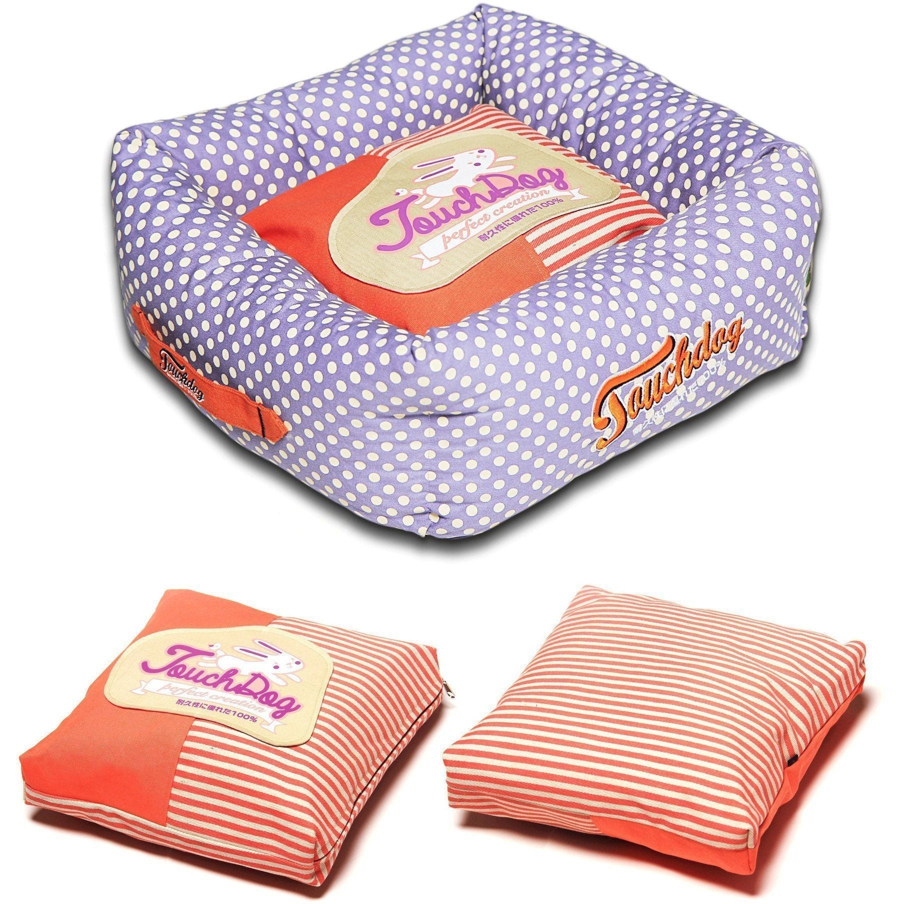Touchdog ® 'Polka-Striped' Designer Premium Squared Dog Bed