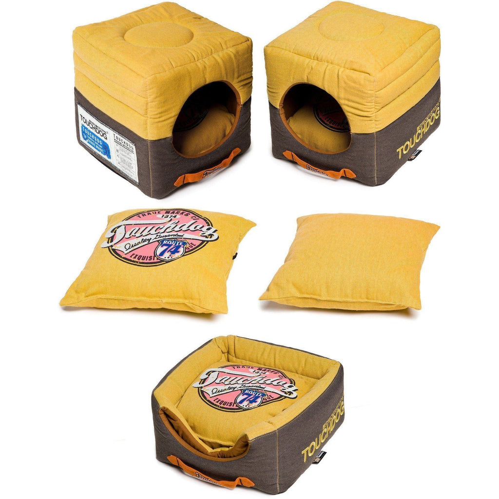 Touchdog ® 'Vintage Squared' 2-in-1 Convertible and Collapsible Dog and Cat Bed