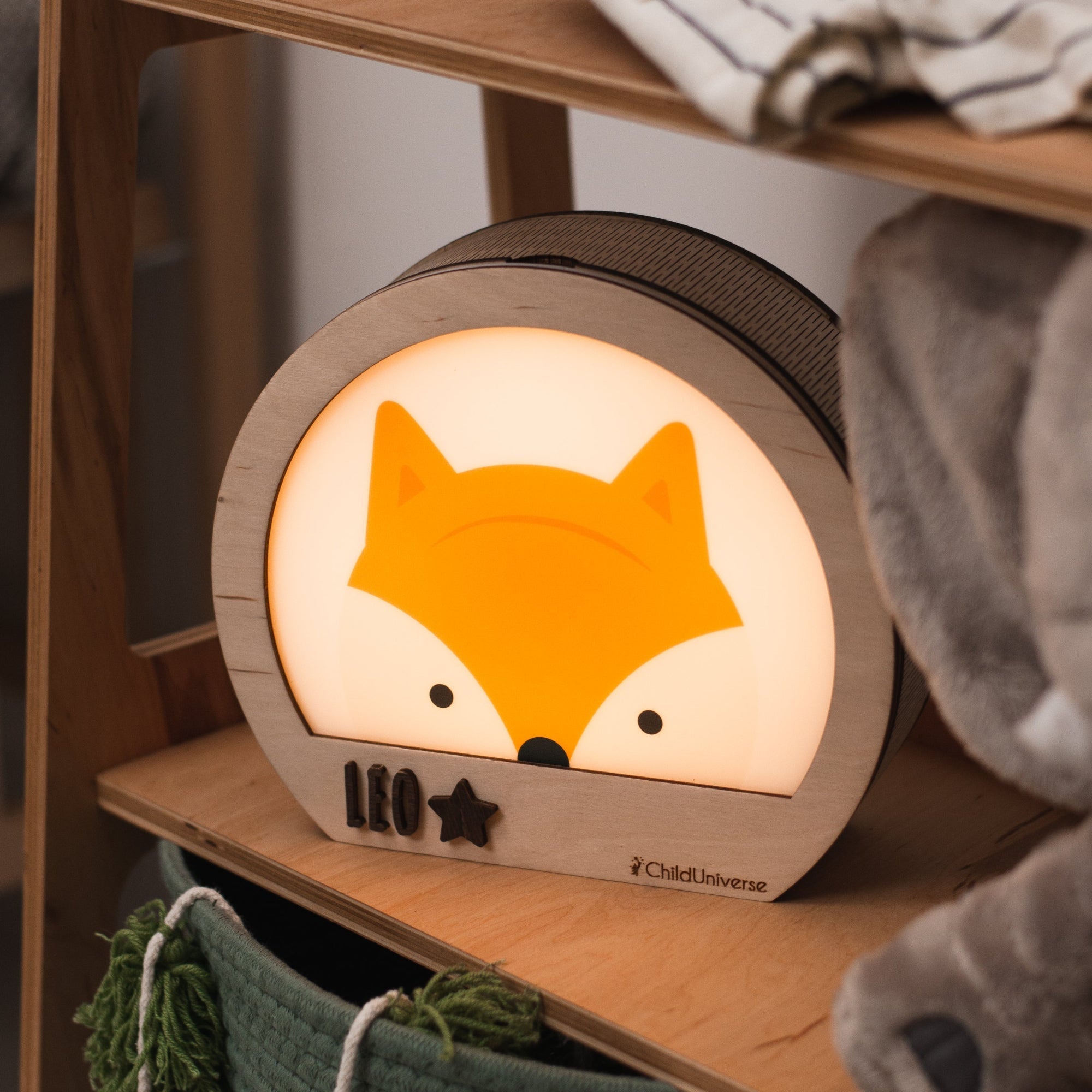 Personalized Fox Night Light for Nursery and Kids' Room
