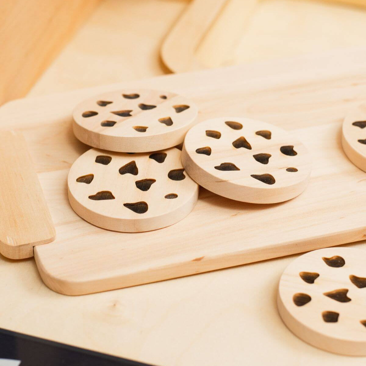 Wooden Toy Cookie Set with Tray - Montessori Pretend Play Decor