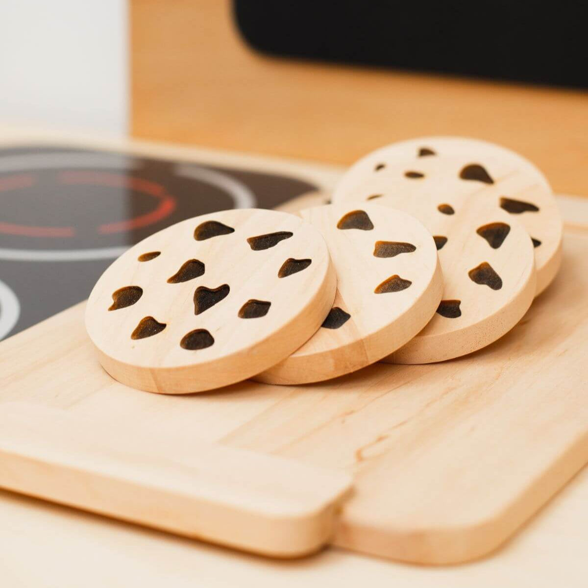 Wooden Toy Cookie Set with Tray - Montessori Pretend Play Decor