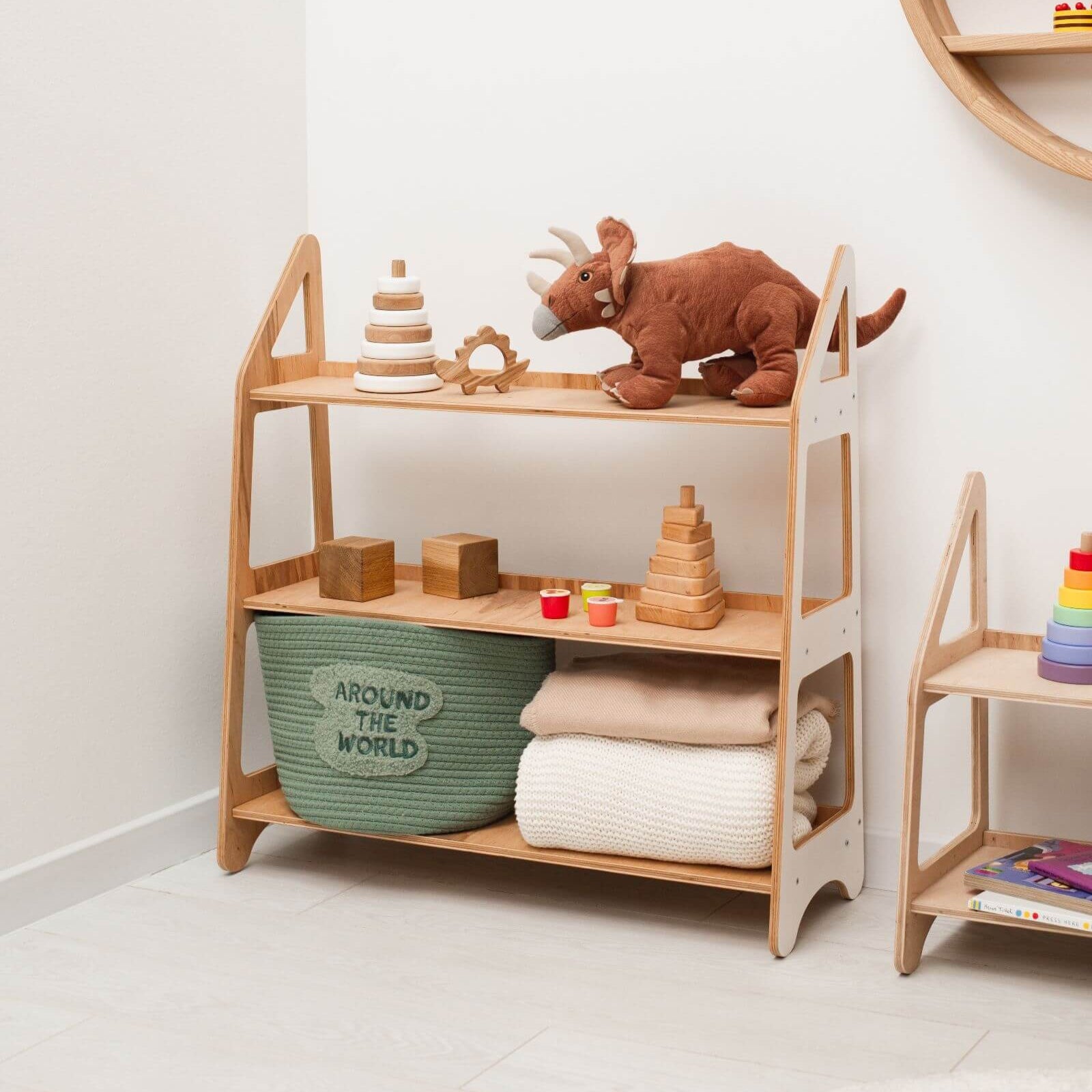 Minimalist Montessori Wooden Toy Shelf for Nursery Organization