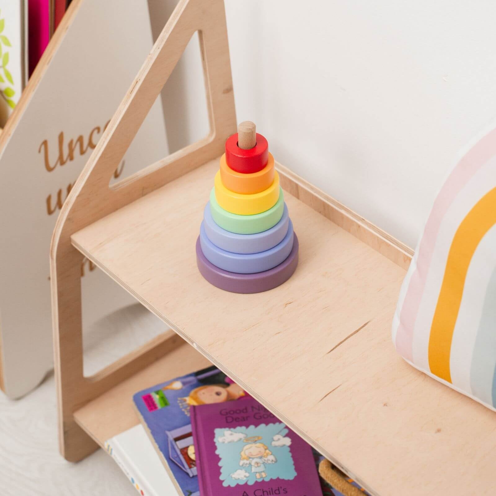 Minimalist Montessori Wooden Toy Shelf for Nursery Organization