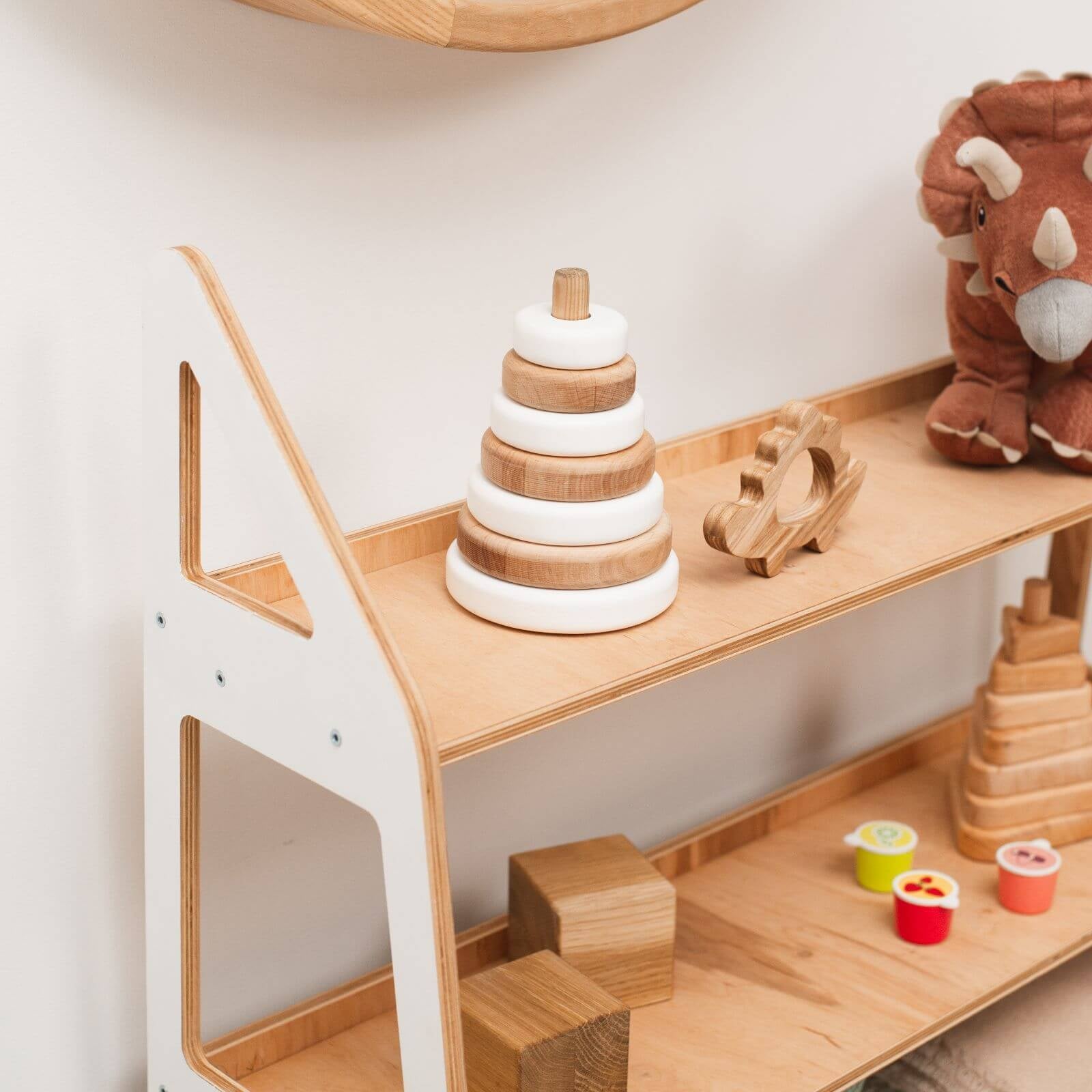 Minimalist Montessori Wooden Toy Shelf for Nursery Organization