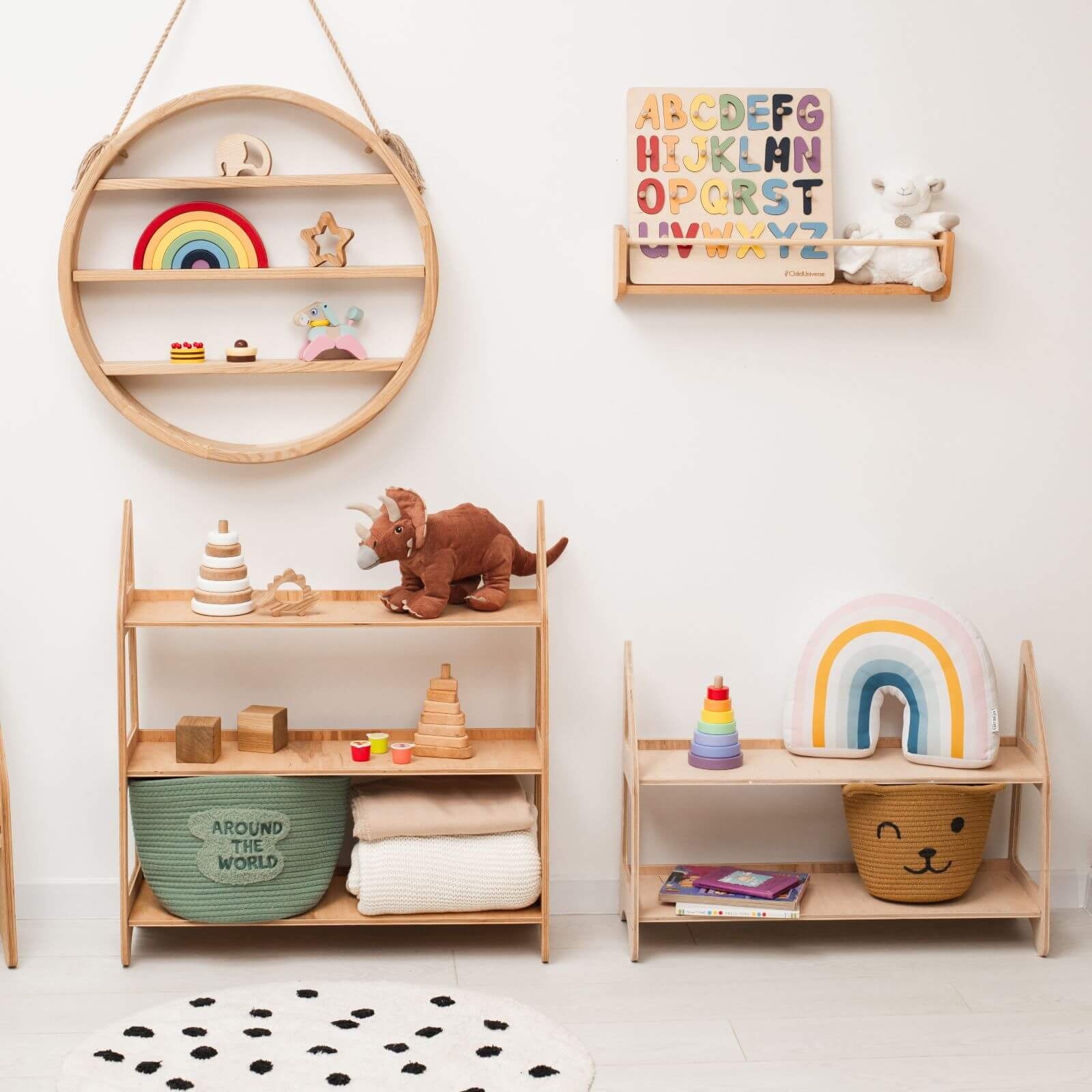Minimalist Montessori Wooden Toy Shelf for Nursery Organization