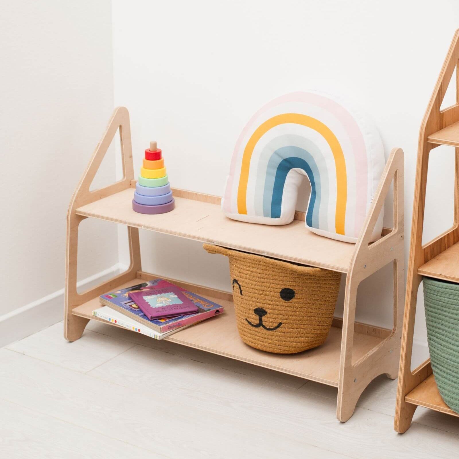 Minimalist Montessori Wooden Toy Shelf for Nursery Organization