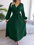 Elegant Cross Pleated Maxi Dress