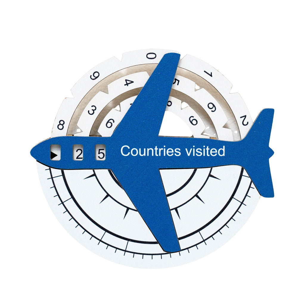 Aqua colored 3D wooden world map for travel tracking
