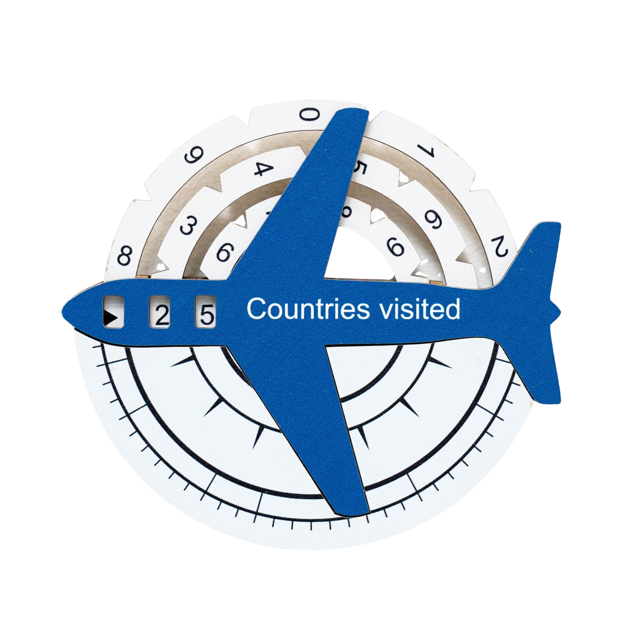 Aqua colored 3D wooden world map for travel tracking