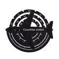 Modern black and white 3D wooden world map used as a travel tracker.