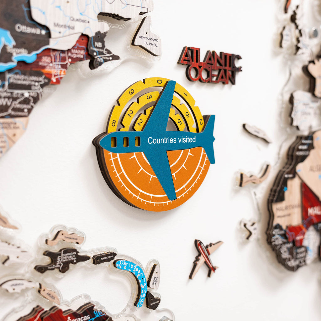 Travel Tracker 3D Colored Wooden World Map – Indie Style