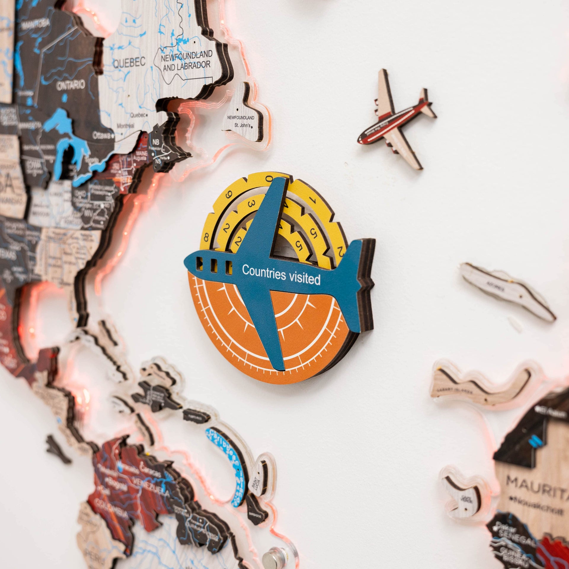 Travel Tracker 3D Colored Wooden World Map – Indie Style