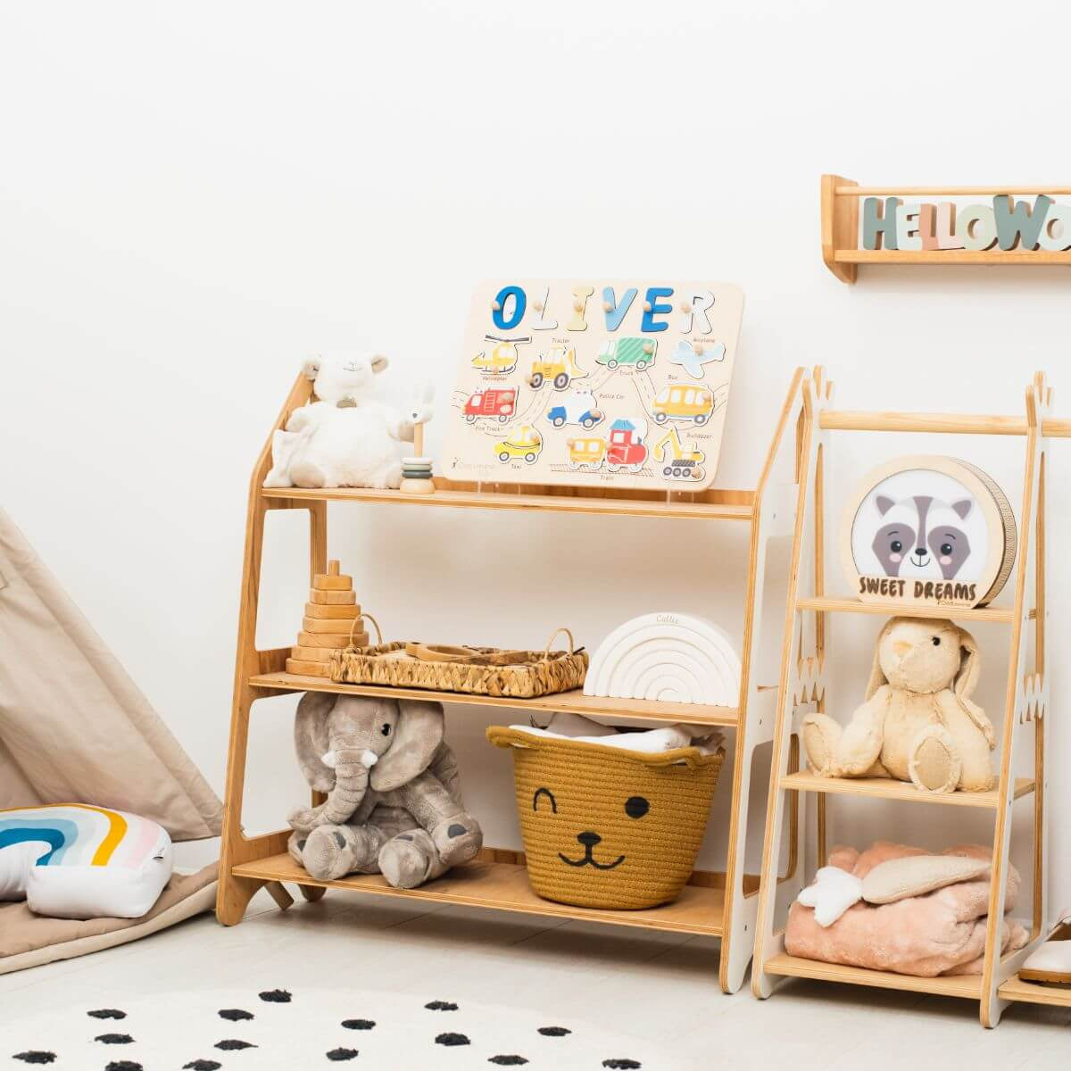 Personalized Wooden Vehicles Name Puzzle Board for Toddlers
