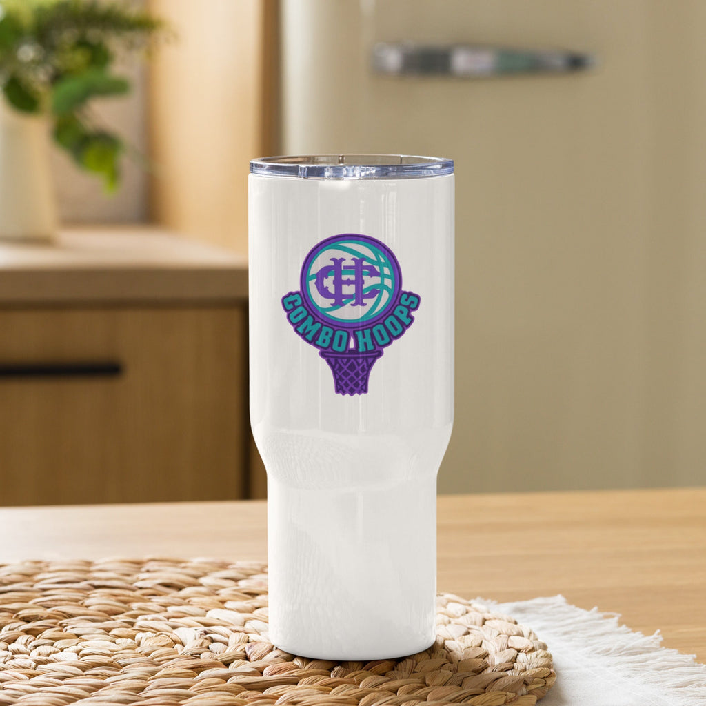 White Stainless Steel Basketball Logo Travel Tumbler - Image 2