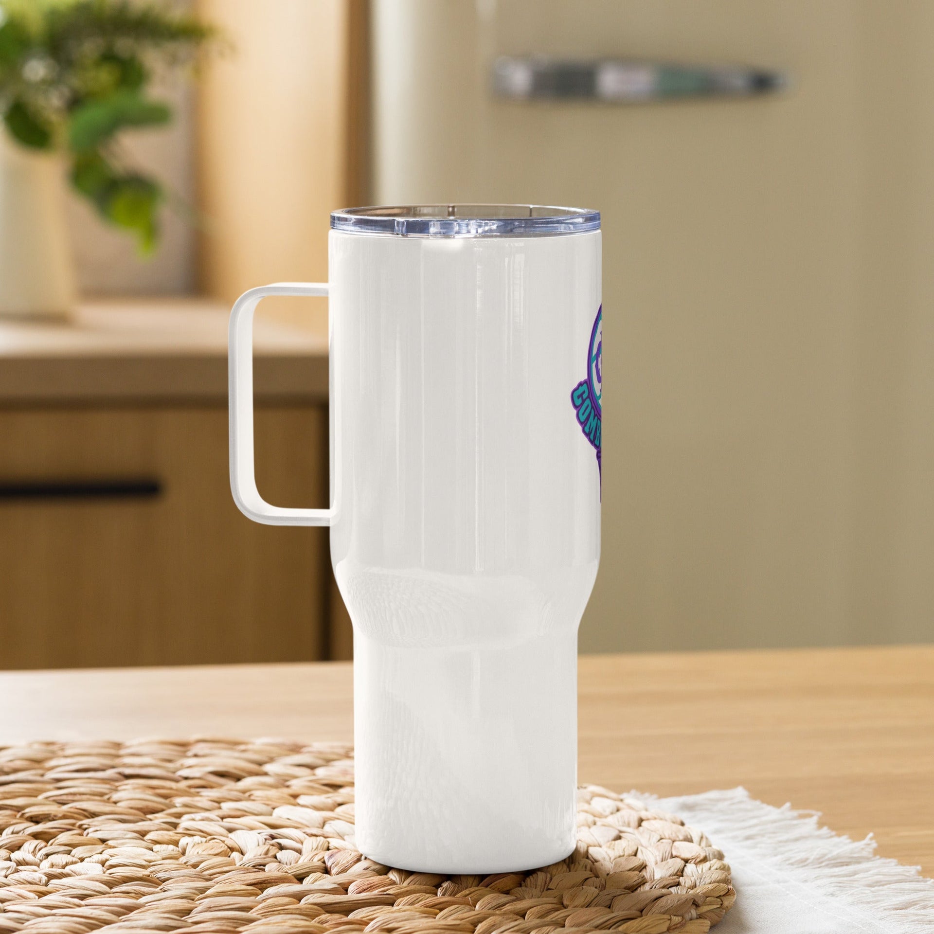 White Stainless Steel Basketball Logo Travel Tumbler - Image 3