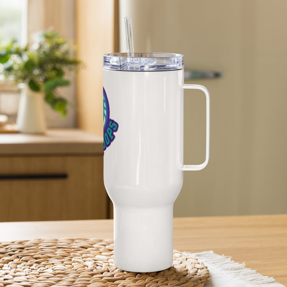 White Stainless Steel Basketball Logo Travel Tumbler - Image 6