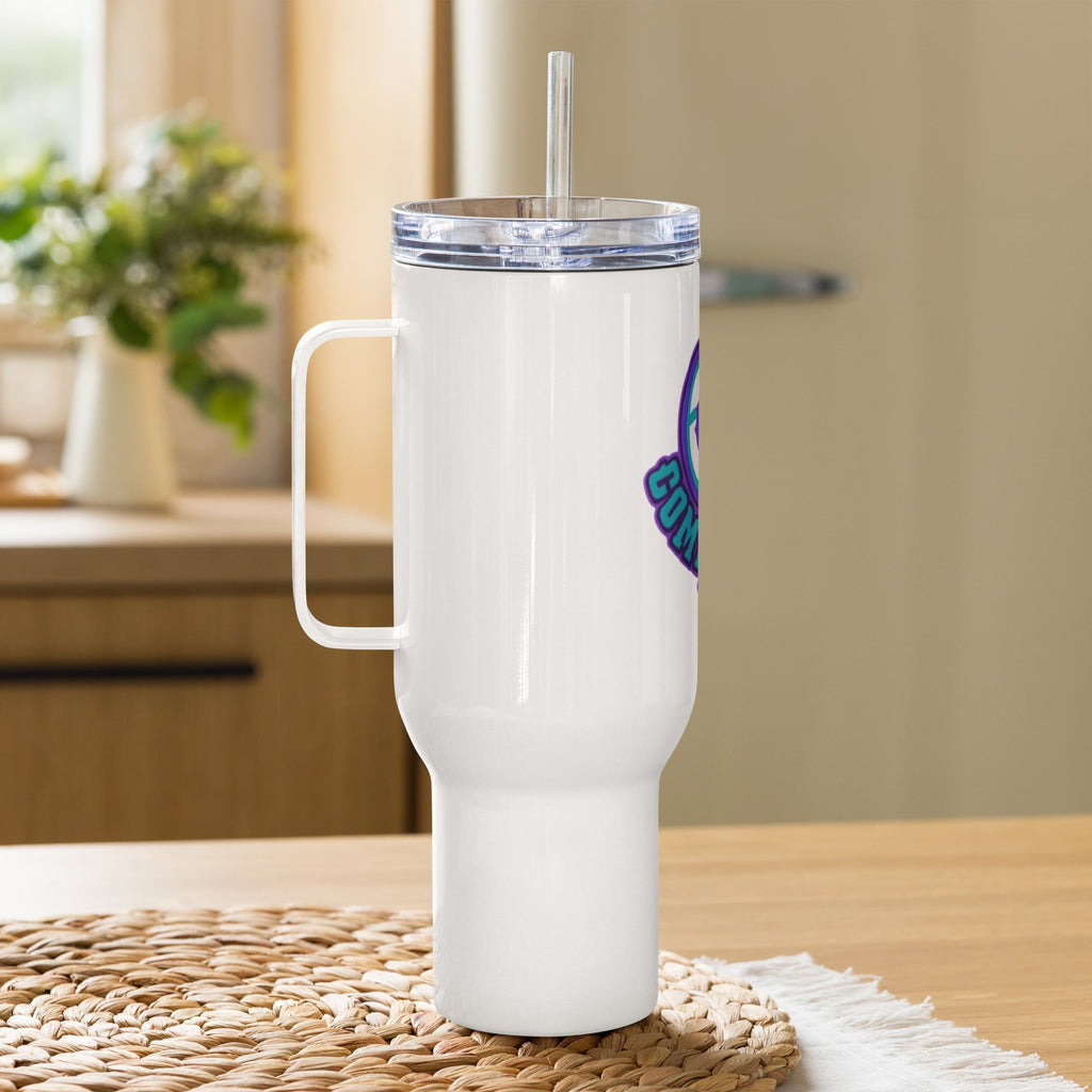 White Stainless Steel Basketball Logo Travel Tumbler - Image 5