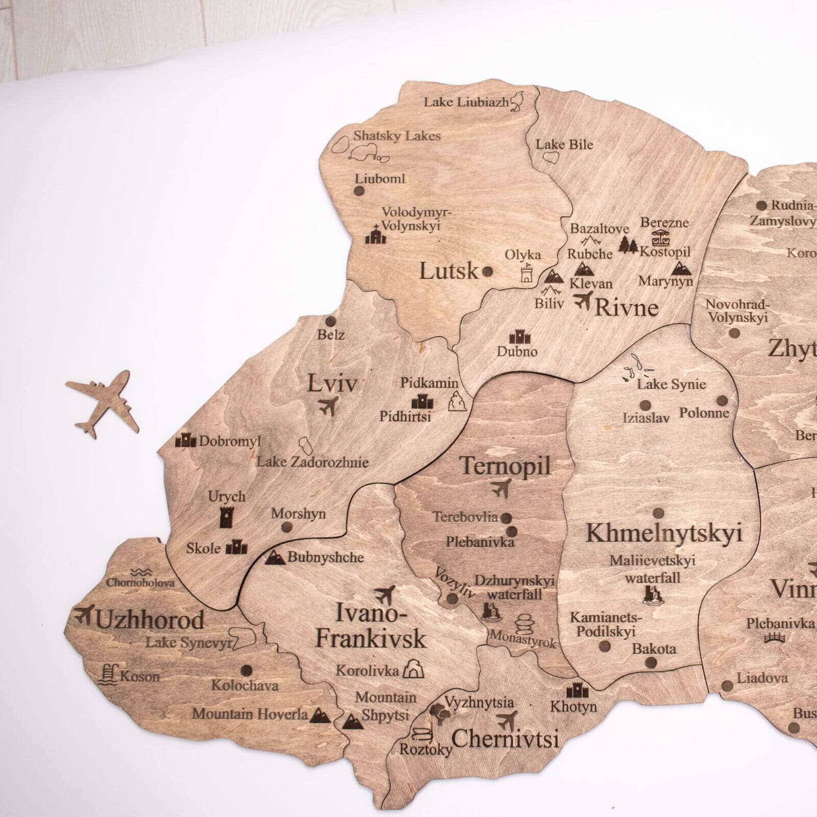 Wooden Map of Ukraine Terra Minimalist Brown Wall Art Decor