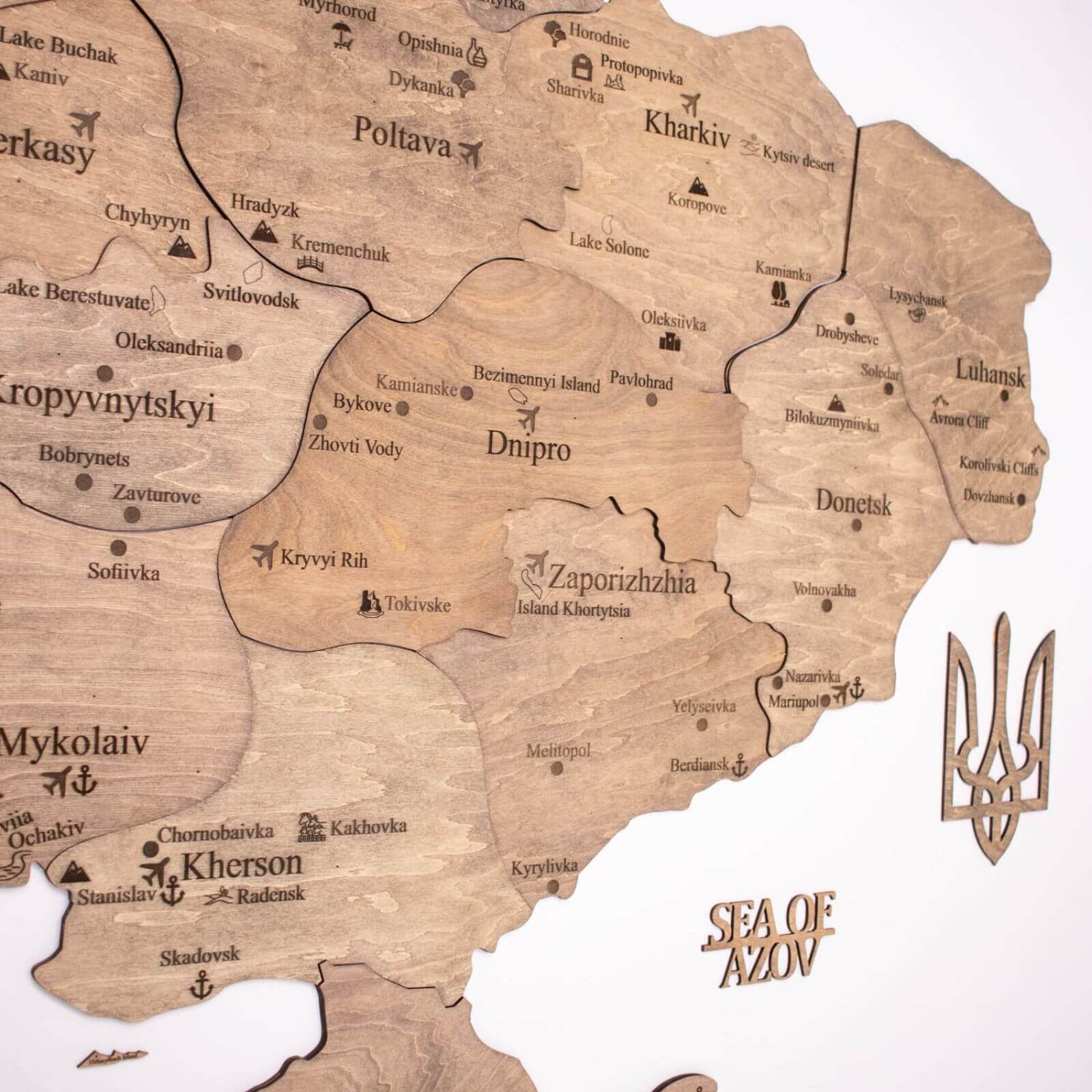Wooden Map of Ukraine Terra Minimalist Brown Wall Art Decor
