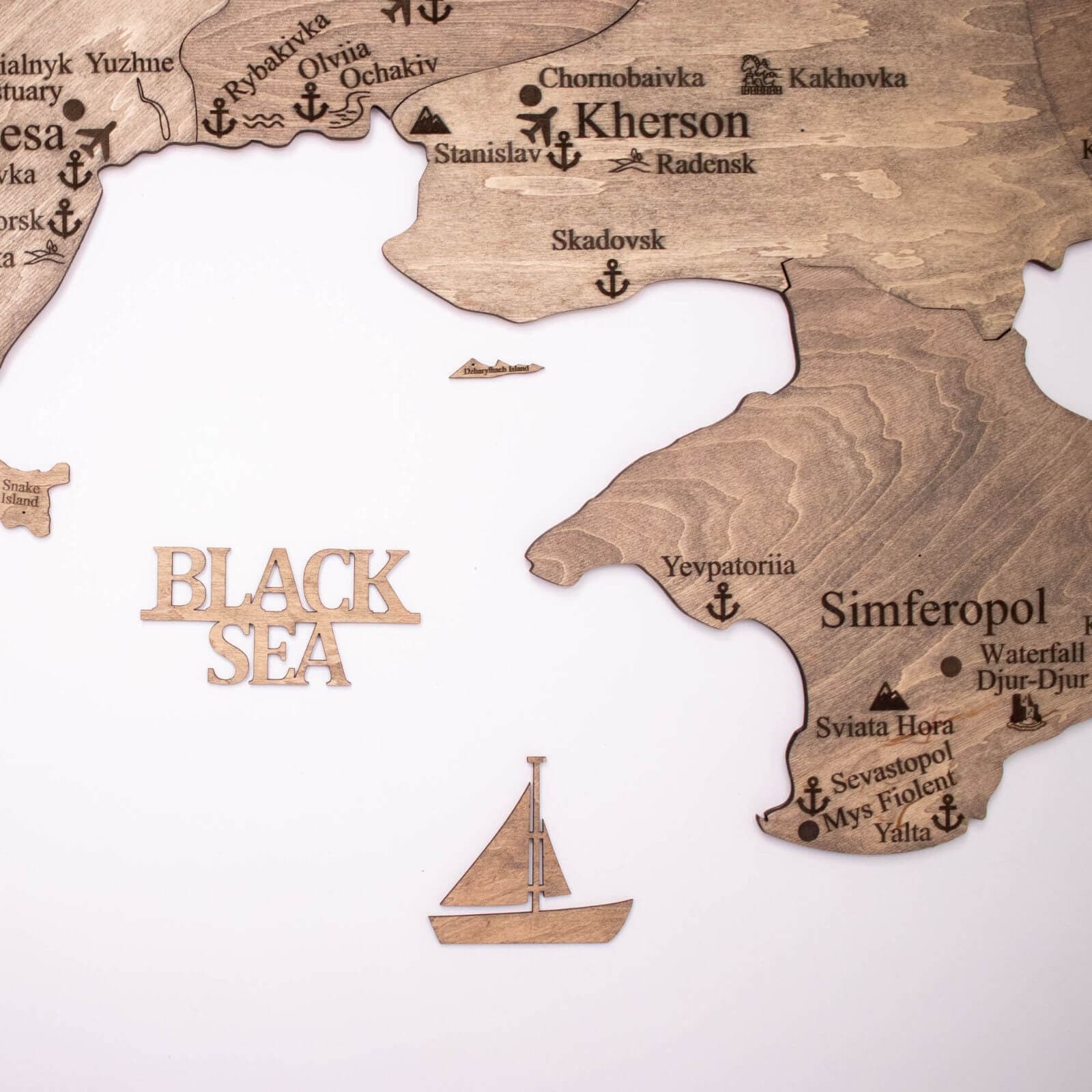 Wooden Map of Ukraine Terra Minimalist Brown Wall Art Decor