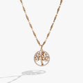 Faith and Family Tree of Life pendant featuring crystal accents on an expandable chain.