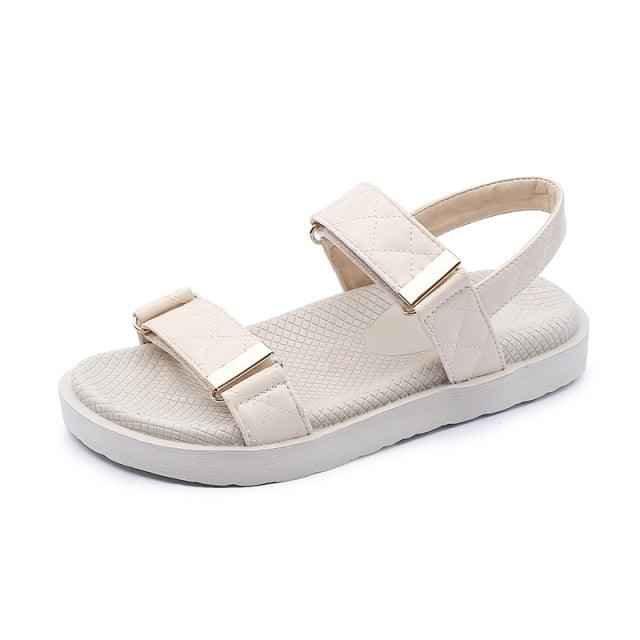 Women's Black Flat Hiking Sandals Sporty Adjustable Water Shoes