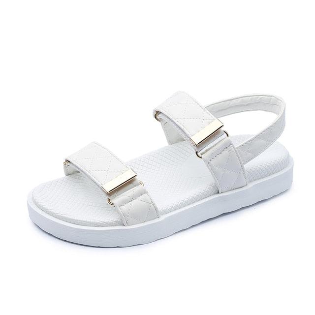 Women's Black Flat Hiking Sandals Sporty Adjustable Water Shoes