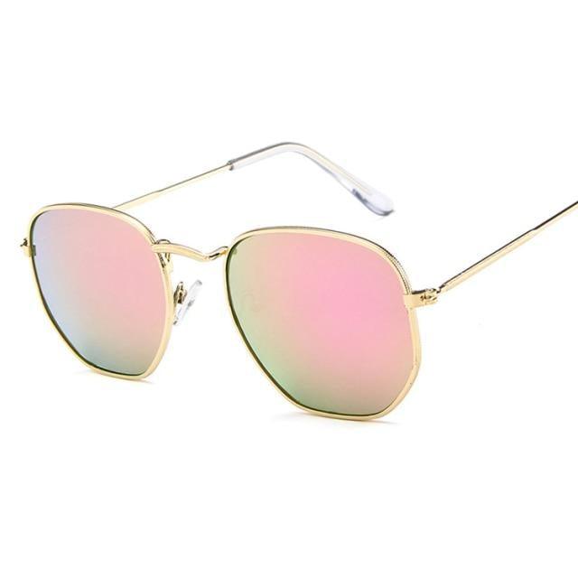 Oversized Square Mirror Sunglasses with Metal Frame